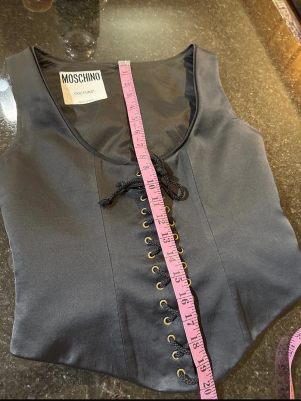 Authentic Moschino Black  Couture vintage Corset with lace up front, back zipper - Picture 14 of 15